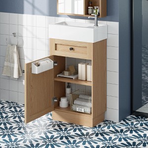 TIRAMISUBEST 18.5" Bathroom Vanity with Reversible Resin Sink, Bathroom Vanity Cabinet with Adjustable Shelf and Elegant Zinc Alloy Handles - 1 of 4
