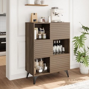 Three-Layer Wood Storage Cabinet, Durable Particle Board Organizer with Multi-Layer Shelves, Compact Design for Office or Home - 1 of 4