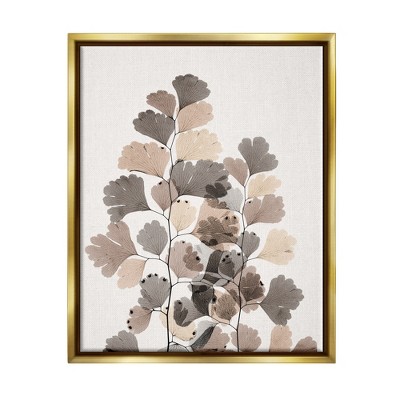 Stupell Industries Modern Ginkgo Leaf Arrangement Translucent Brown Grey Leaves