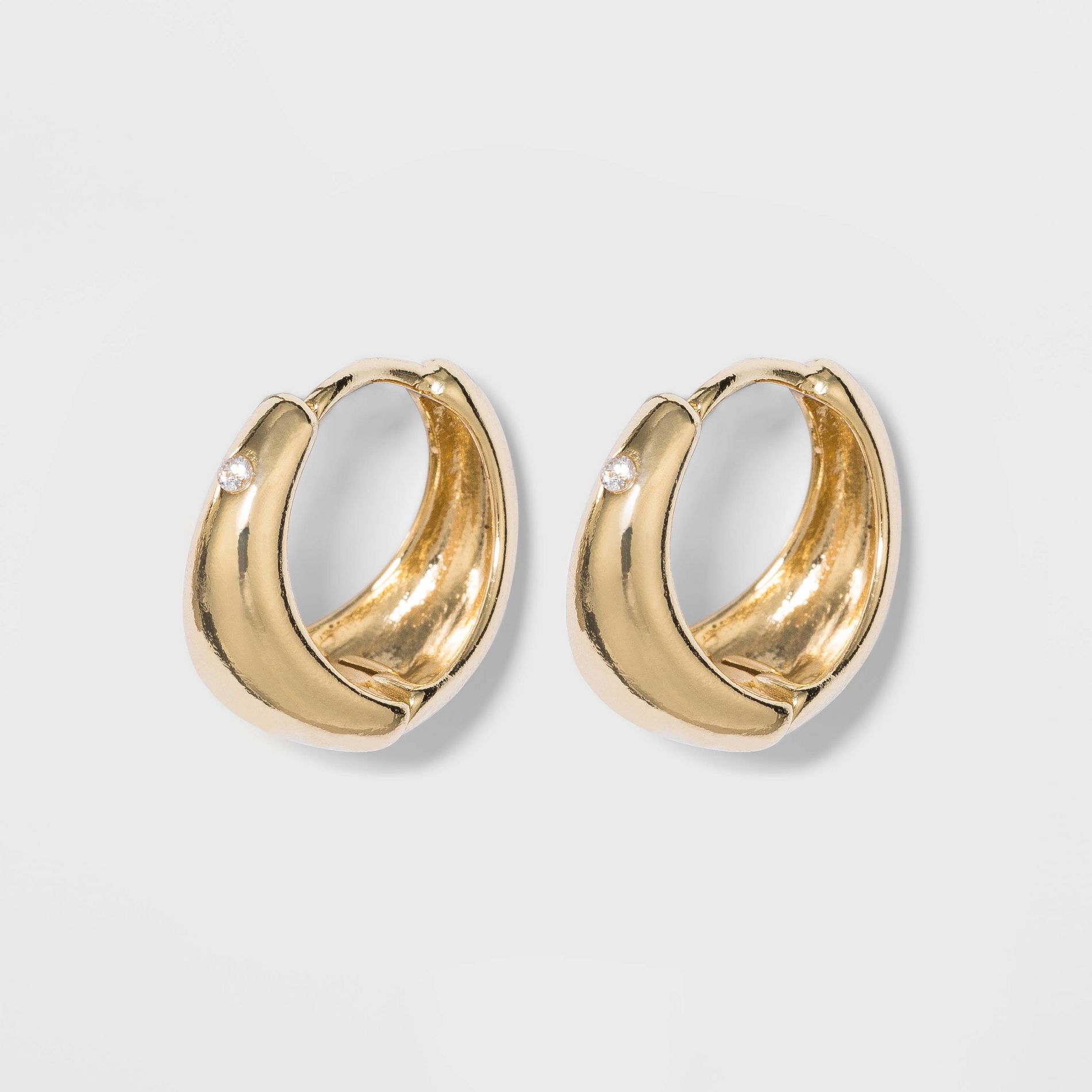 Small Hoop Earrings - A New Day™ Gold: Brass Nickel-Free Metal, Post Closure, 0.6" Length, 0.2" Width, 0.011 lbs