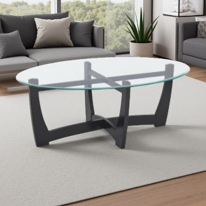 48" Oval Glass Coffee Table - 1 of 4