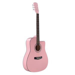 TopComfy Toy Guitars and String Instruments Dreadnought Barrel Shaped Cutaway Acoustic Guitar Kids Fun Accessories For Kids, Pink, 43.31"*19.29"*5.71" - 1 of 4
