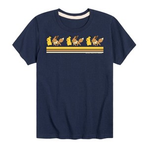 Boys' - Pokémon - Pikachu Eevee Friends Retro Stripe Short Sleeve Graphic T-Shirt - 1 of 4