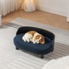 VisioGear Elevated Dog Bed Pet Sofa With Solid Wood legs and Bent Wood Back, Velvet Cushion, Dark Blue, 26"*15.7"*10.6" - 2 of 4