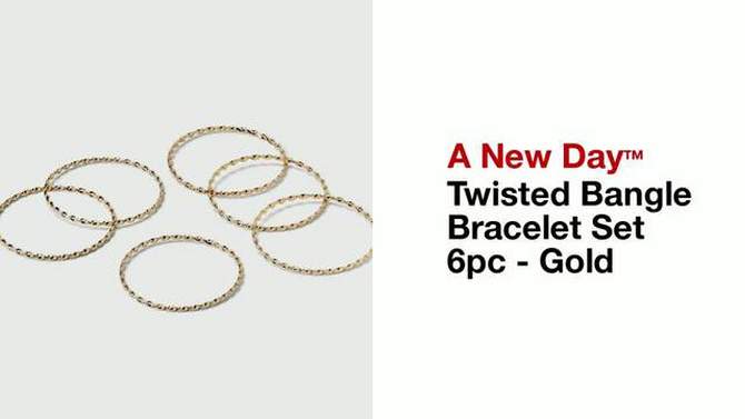 Twisted Bangle Bracelet Set 6pc - A New Day&#8482; Gold, 2 of 9, play video