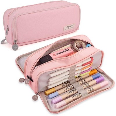 Fmeida Large Pencil Case 3 Compartments Pencil Pouch Big Capacity Pencil Bag for Kids Teen Girls Boys Student School Black