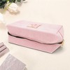Unique Bargains Corduroy Rectangular Letter Makeup Bag Pink 1 Pc - 3 of 4