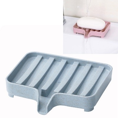 Plastic Soap Dish Storage Box(Blue)