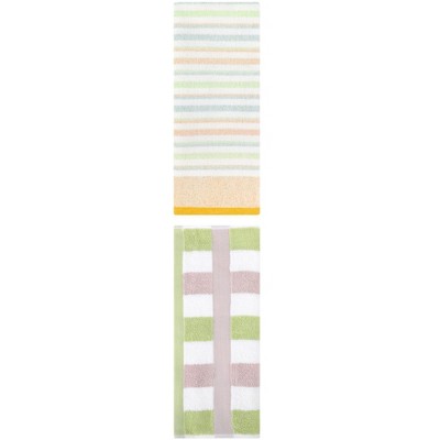 REGALWOVEN Striped Pattern Cotton Bathroom Hand Towels for Home Decor 13" x 29"/13" x 27" 2 Pcs