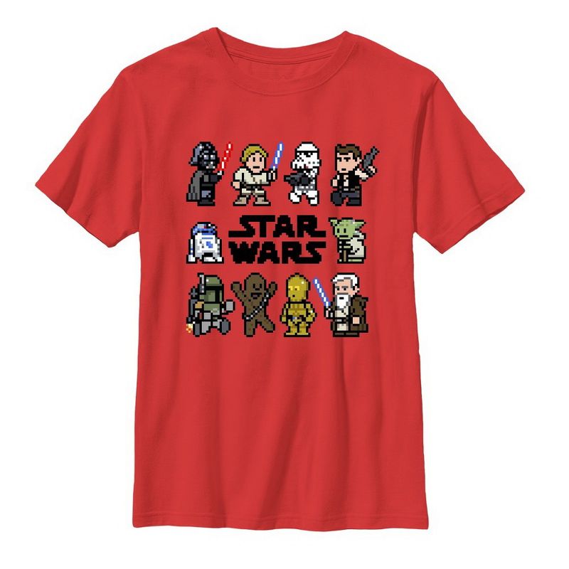 Boy's Star Wars Pixel Character Square T-Shirt, 1 of 4
