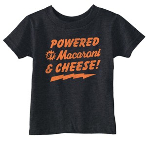 Toddler Funny T Shirts Powered By Macaroni And Cheese Sarcastic Food Graphic Novelty Tee For Young Kids - Crazy Dog Toddler T Shirt Black 4T - 1 of 4