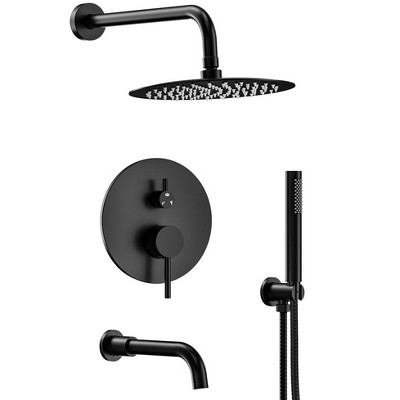 YAWWALK Wall Mount 10 in Shower Head Tub and Shower Faucet (Valve Included))