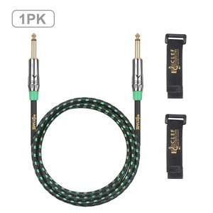 Clef Audio Labs Instrument Guitar Cable, 10ft - 1/4 inch TS Straight to Straight Electric bass Guitar AMP, Green Braided Jacket - 1 of 4