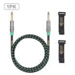 Clef Audio Labs Instrument Guitar Cable, 10ft - 1/4 inch TS Straight to Straight Electric bass Guitar AMP, Green Braided Jacket