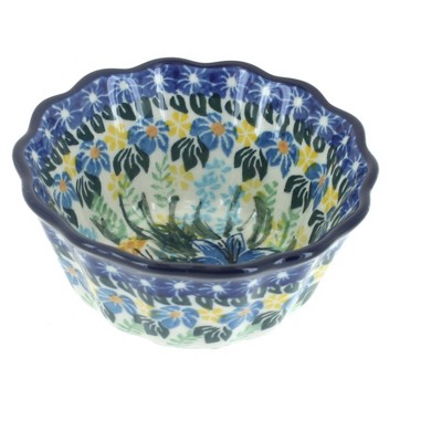 Blue Rose Polish Pottery Day Lily Bouquet Small Scallop Ramekin