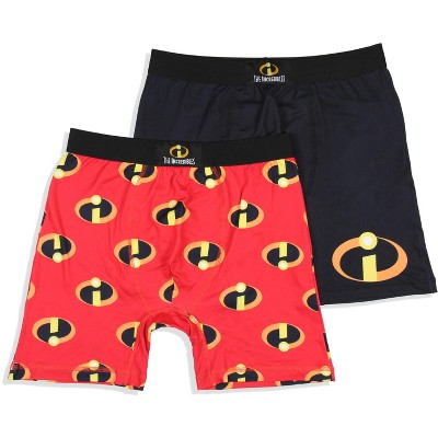 Disney Mens' 2 Pack The Incredibles Boxers Underwear Boxer Briefs (Large)  Black