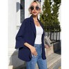 Womens 3/4 Sleeve Casual Blazer Lightweight Jacket with Ruffle Sleeve Open Front Plaid Longline Blazer Jacket Notched Lapel Womens Blazer Cardigan - 4 of 4