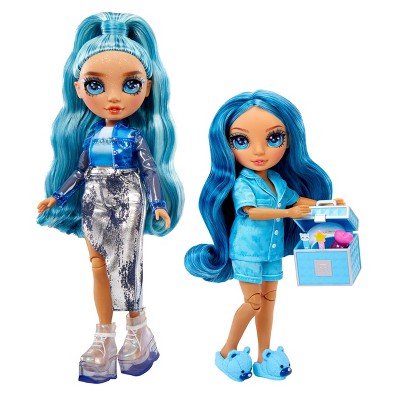 Rainbow High Jr High PJ Party Skyler Blue 9&#39;&#39; Posable Doll with Soft One Piece Pajama, Slippers, Play Accessories