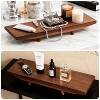 Garnen Kitchen Décor Tray, Acacia Wood Tray for Coffee Table Bathroom Vanity Countertop, Pedestal Stand Wood Riser Tray Farmhouse Soap Holder, Brown - 3 of 4
