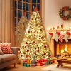 4.5/6/7.5/9 ft Flocked Artificial Christmas Tree, Prelit with LED Lights, 8 Lighting Modes, Easy Foldable Stand, Foot Pedal, Holiday Decor - 2 of 4