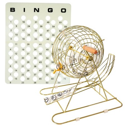 Gse Pro Large Bingo Game Set With Brass Bingo Cage, 1.5