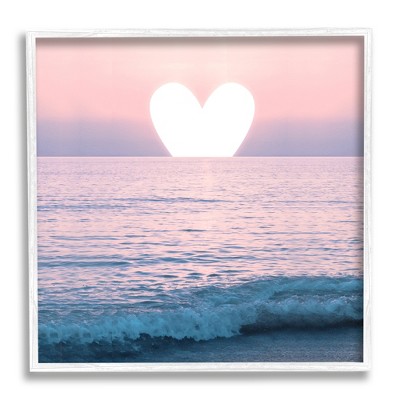 Stupell Industries Pink Heart Ocean Sunrise Framed Giclee Art