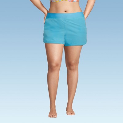 Lands' End Women's 3" Quick Dry Elastic Waist Board Shorts Swim Cover-up Shorts with Panty