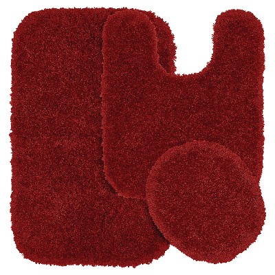 3pc Serendipity Shaggy Washable Nylon Bath Rug Set Red - Garland ...