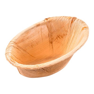 Smarty Had A Party 4.5 oz. Oval Palm Leaf Eco Friendly Disposable Bowls - 100 pcs