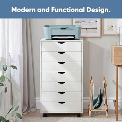 SKRAN 7 Drawer Chest, Storage Cabinet Dressers, Dressers Storage Cabinets With Wheels, Wood Organization Furniture For Office, Home