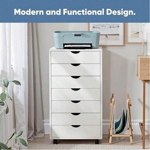 SKRAN 7 Drawer Chest, Storage Cabinet Dressers, Dressers Storage Cabinets With Wheels, Wood Organization Furniture For Office, Home - 1 of 4