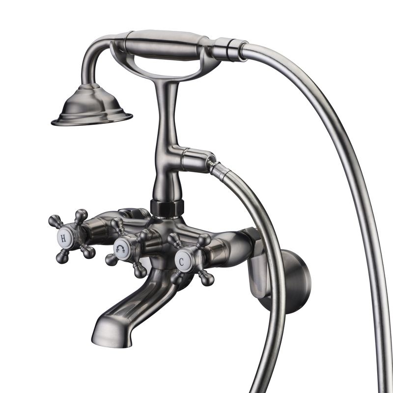 Sumerain Clawfoot Tub Faucet Brushed Nickel, Bathtub Faucet with Shower,3 to 9" Adjustable Centerset, 1 of 19