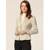 INSPIRE CHIC Women's Notched Collar Button Ruched Long Sleeve Faux Suede Blazer - 2 of 4