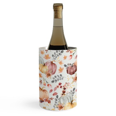 Ninola Design Pumpkins Fall Floral Ecru Wine Chiller - Deny Designs