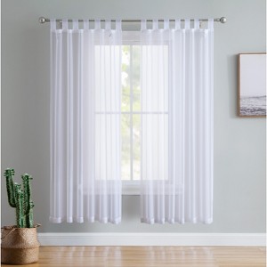 HLC.ME Tab Top Window Curtain Sheer Voile Panels for Living room & Bedroom, Set of 2 - 1 of 4