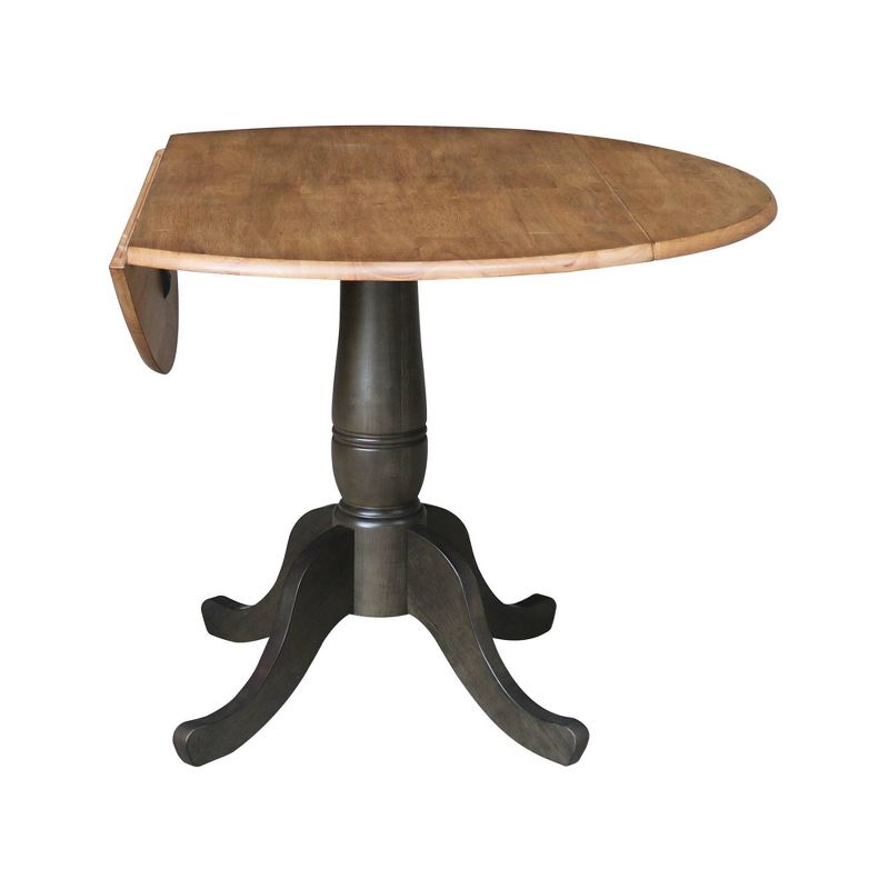 42&#34; Nathaniel Round Dual Drop Leaf Dining Table Hickory/Washed Coal - International Concepts, 3 of 10