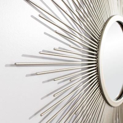 Champagne Round Sunburst Mirror with Radiant Lines