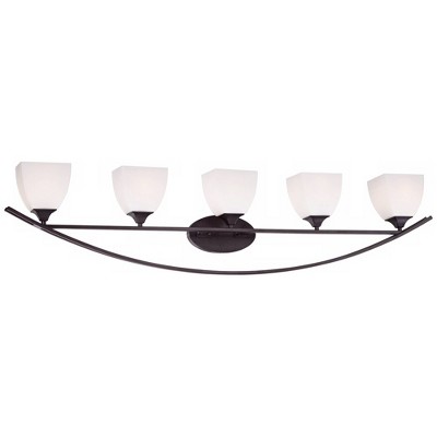 Jenisen Arch 51.5" Wide Bronze Wall Light with White Glass Shades