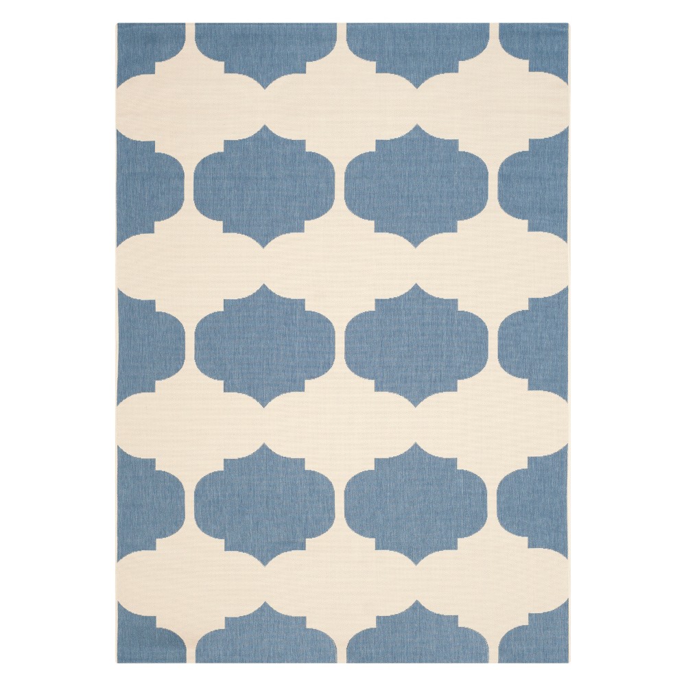 Brema Rectangle 6'7inX9'6in Patio Rug Beige/Blue - Safavieh