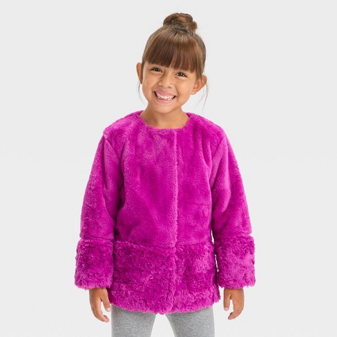 Baby Girls' Solid Faux Fur Jacket - Cat & Jack™ Off-white : Target