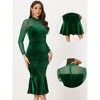 Allegra K Women's Bodycon Elegant Velvet Sheer Mesh Mock Neck Midi Cocktail Dresses - 2 of 4