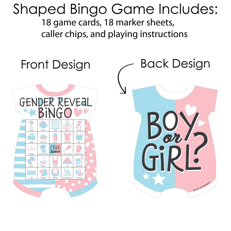 Big Dot of Happiness Baby Gender Reveal - Picture Bingo Cards and Markers - Team Boy or Girl Baby Shower Shaped Bingo Game - Set of 18, 3 of 6
