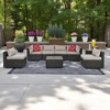7-Piece Patio Furniture Set with PE Wicker, Tempered Glass Table, Cushions, and Pillows for Outdoor Spaces - 3 of 4