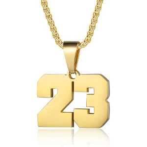 Number Necklaces Personalized Necklaces 18K Gold Plated Initial Number Pendant Stainless Steel Chain Sports Necklaces for Men Women - 1 of 4