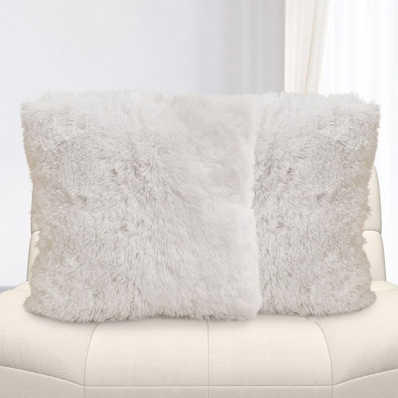 Cheer Collection Super Soft Shaggy Long Hair Throw Pillows Set of 2, 5 of 12
