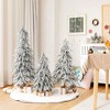LuxenHome Set of 3 3Ft, 4Ft, and 5Ft Artifical Snow-Flocked Cedar Christmas Trees Green - 2 of 4