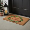 HomeRoots 17" X 29" Brown Red And Dark Green Christmas Merry Christmas Outdoor Coir Door Mat - 2 of 4