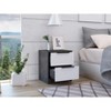 Gulches Nightstand , End Table, Side Table Two Drawers, Metal Handle -Smokey Oak / White - 2 of 4