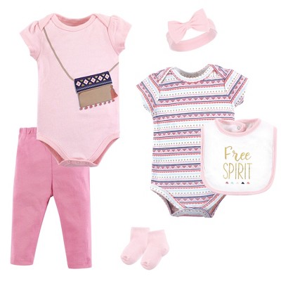 Little Treasure Baby Girls Layette 6-Piece Set, Free Spirit