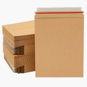 Juvale 100-Pack Stay Flat Rigid Mailers 9x11.5 with Self Adhesive Seal, 450 gsm Sturdy Bulk Brown Cardboard Envelopes for Shipping Photos, Magazines, - 1 of 4